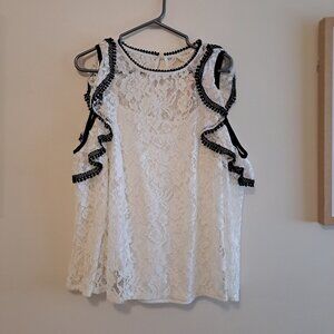 Adiva Cold Shoulder Lace 3/4 Sleeve Blouse